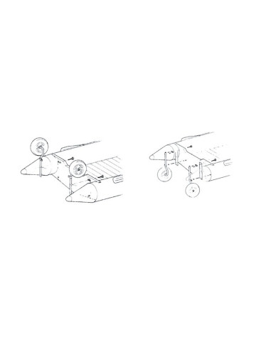 Couple stern wheels folding to beach rubber boats - Boat trailer and wheels - O0826062