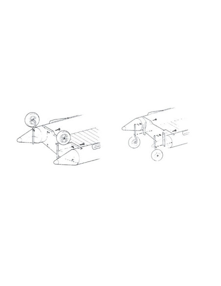 Couple stern wheels folding to beach rubber boats - Boat trailer and wheels - O0826062