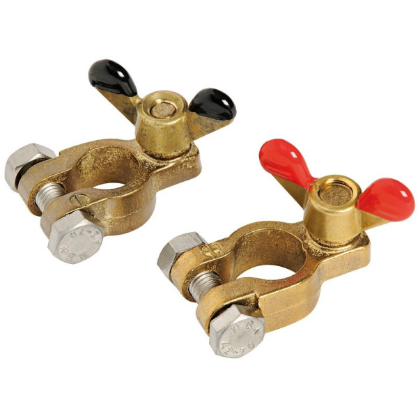 Clip pair for batteries, made of bronze - Electricity - 1438600