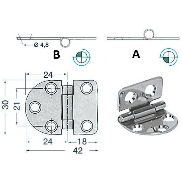 Cerniera 2 mm inox - Ferramenta Nautica - 3881016