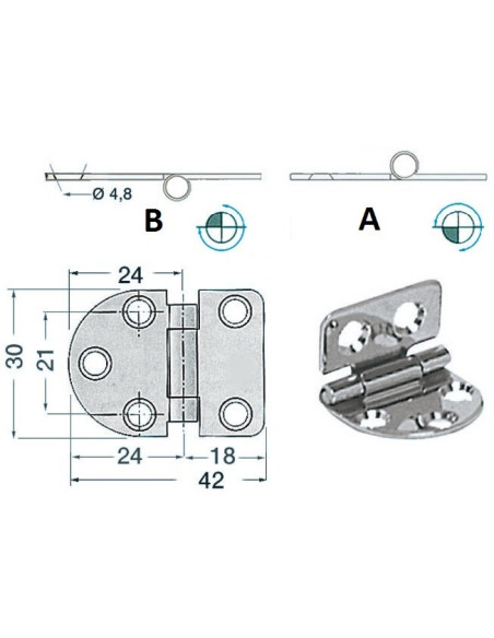 Hinges 2mm s.s - Ironware - 3881016