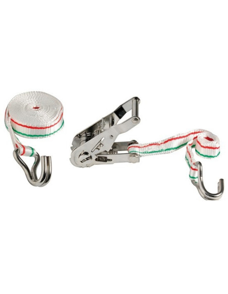 Cinghia in poliestere colorato ad alta resistenza con ganci e cricchetto in acciaio inox - Ancoraggio e Ormeggio 6325201