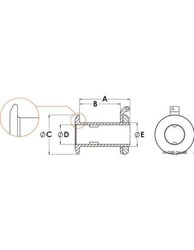 Brass threaded skin fitting- Skin fittings and thru hull scoop strainer - 1732160