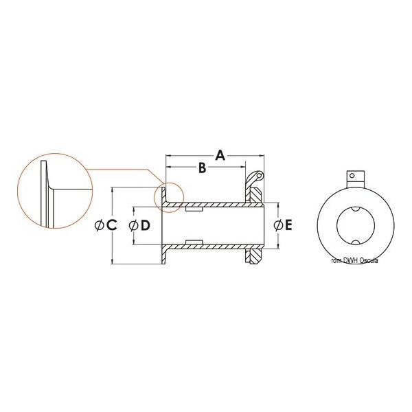 Flush threaded skin fitting- Skin fittings and thru hull scoop strainer - 1732410 2