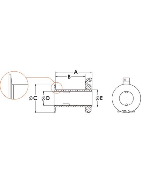 Flush threaded skin fitting- Skin fittings and thru hull scoop strainer - 1732410