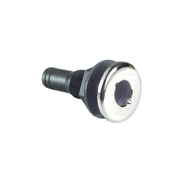 Black nylon seacocks with mirror polished stainless steel front visible ledge - Skin fittings and thru hull scoop strainer - 173