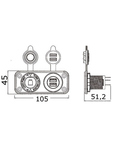 Presa accendisigari + doppia USB con pannello -  - 1451602