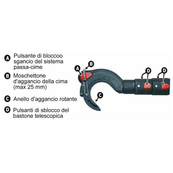 Mezzo marinaio con gancio passacima Hook & Moor Carbo 180 cm - F&B.HOOK - 2