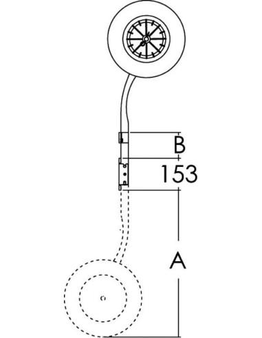 Transom tilting wheels for dinghies 180 kg - Tilting and removable - 47.368.04 -