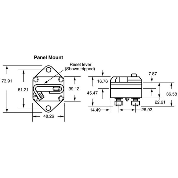 Watertight thermal switches external for winch and thruster protection 80A - 02.750.80 - 2