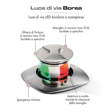 Borea push up LED navigation light for hulls up to 20 m - 11.053.05 -