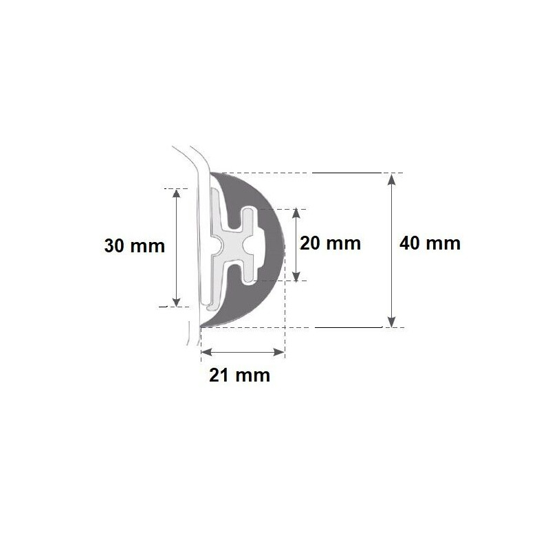 Solo profilo RADIAL 40 mm  GRIGIO - 16 MT - SENZA BASE - 6566087 -