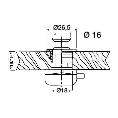 Push-lock nylon/chromed brass 16 mm - FOR336.C -