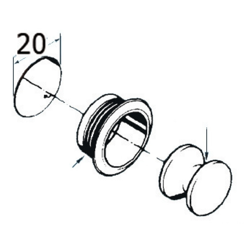 Mini push-lock chromed brass 16 mm - 38.182.01 -