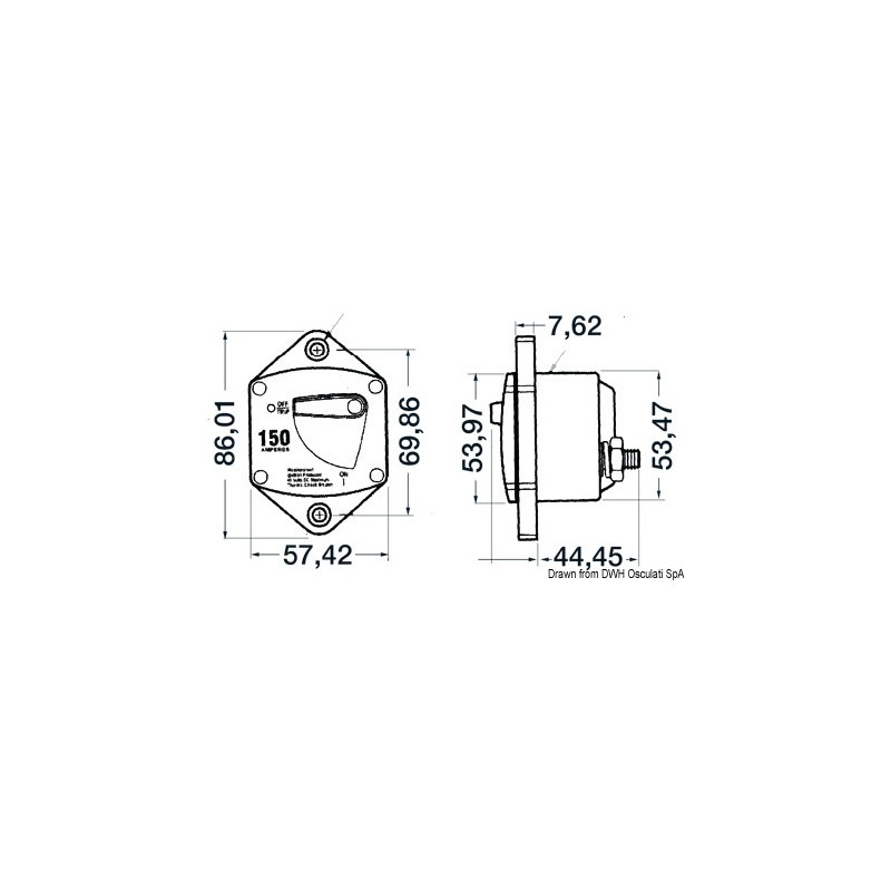 Watertight thermal switches recessedfor winch and thruster protection 0270050