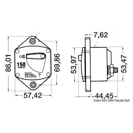Watertight thermal switches recessedfor winch and thruster protection 0270050